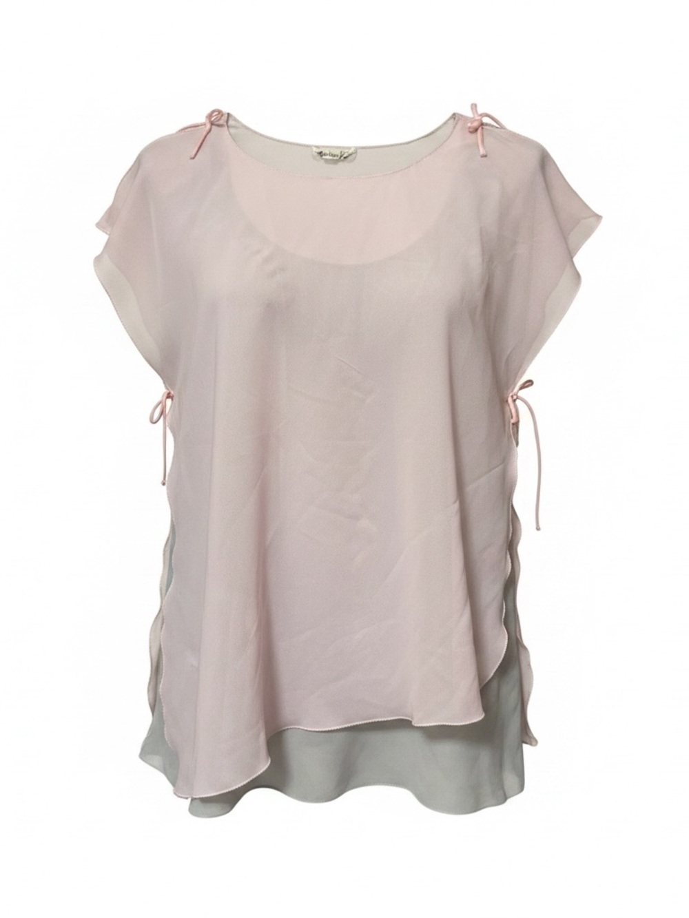 Vintage Christian Dior Lingerie Pink Tiered Chiffon Overlay Camisole Slip Top